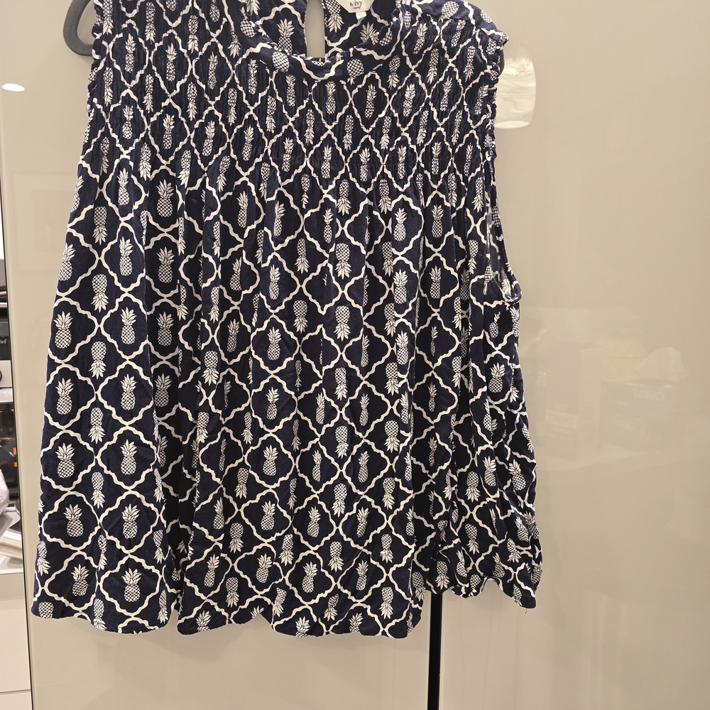 Navy and White Sleeveless Top